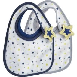 Lot de 2 bavoirs à velcro étoiles Bib&rsquo;up naissance
