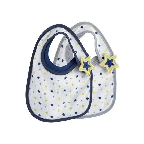Lot de 2 bavoirs à velcro étoiles Bib&rsquo;up naissance