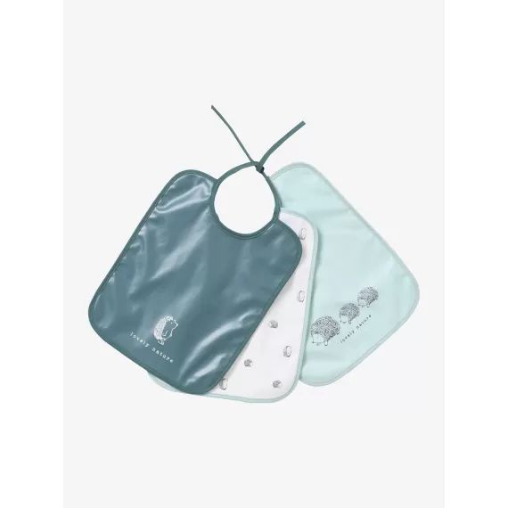 Lot de 3 bavoirs plastifiés vert émeraude