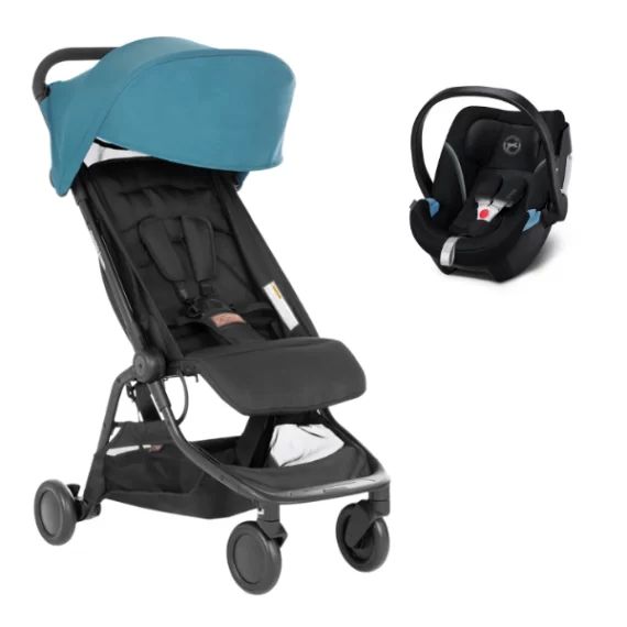 Poussette Mountain Buggy Nano V3 – Teal + Coque Auto Cybex Aton 5 – Deep Black