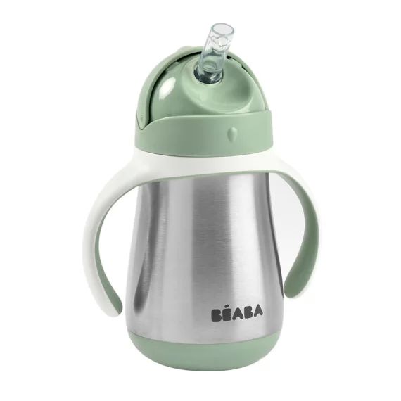Tasse Paille Inox 250ml Béaba – Vert Sauge