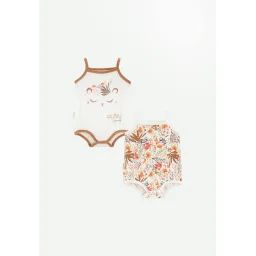 Lot De 2 Bodies Bébé À Bretelles Copa Banana Ecru