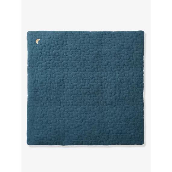 Tapis de sol / fond de parc en gaze de coton bio* FANCY bleu nuit