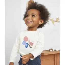 T-shirt bébé fille en coton bio avec messagelove et fleur relief –  – Soldes