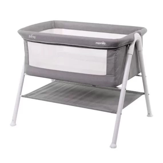 Berceau bébé NANIA HILLARY – Dès la naissance – 9 Kg max – Matelas 3cm d&rsquo;épaisseur inclus – Espace de rangement sous le berceau gris