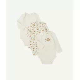 Le lot de 3 bodies thème animal en coton biologique –  – Soldes