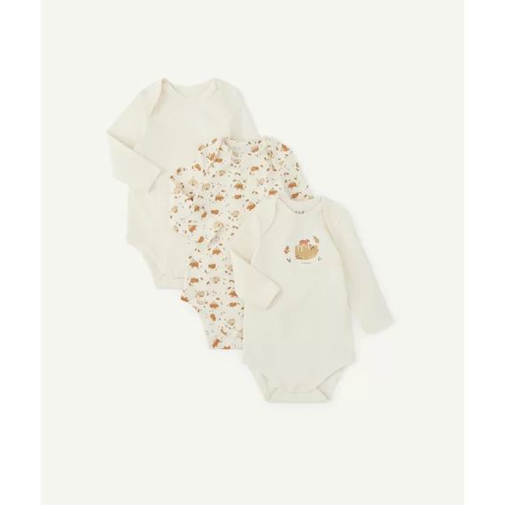 Le lot de 3 bodies thème animal en coton biologique –  – Soldes