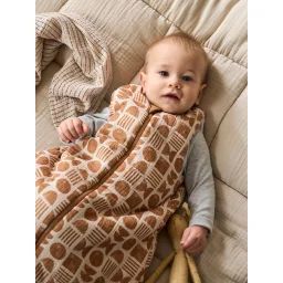 Gigoteuse réversible sans manches ouverture centrale ETHNIC beige imprimé