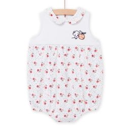 Barboteuse Blanche Imprimée Naissance Fille
