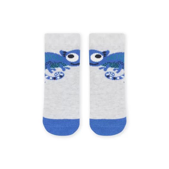 Chaussettes Gris Chiné À Motif Caméléon