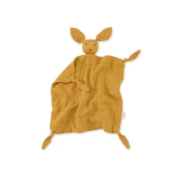 Doudou plat attache sucette Bunny ocre golden (40 cm)