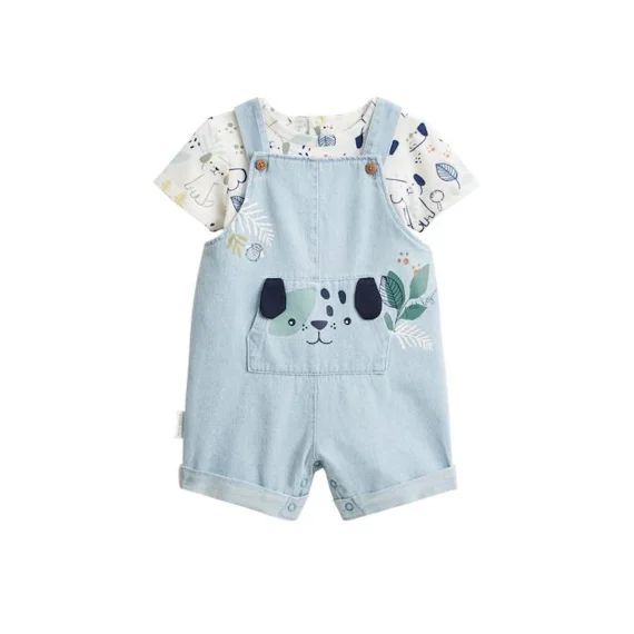 Ensemble Salopette Bébé En Jean Et T-shirt Elliot Bleu