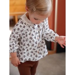 Blouse fleurie bébé col avec broderie anglaise beige imprimé