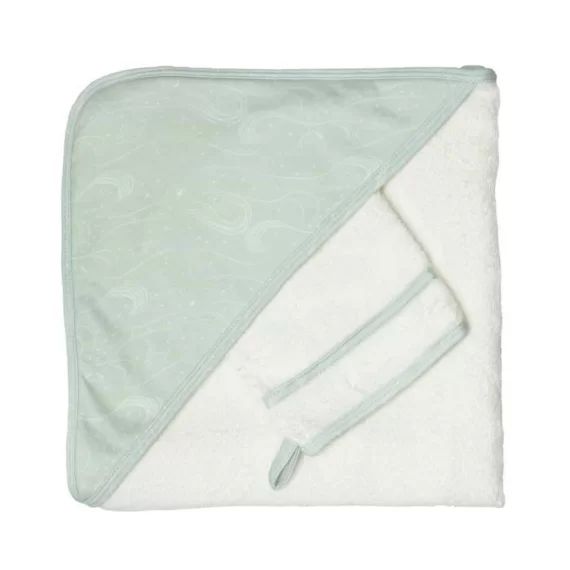 Cape de bain et gant de toilette Trois Kilos Sept – 100% coton – Mixte – 70 x 70 cm blanc