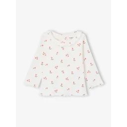 T-shirt en maille côtelée bébé manches longues rose pâle
