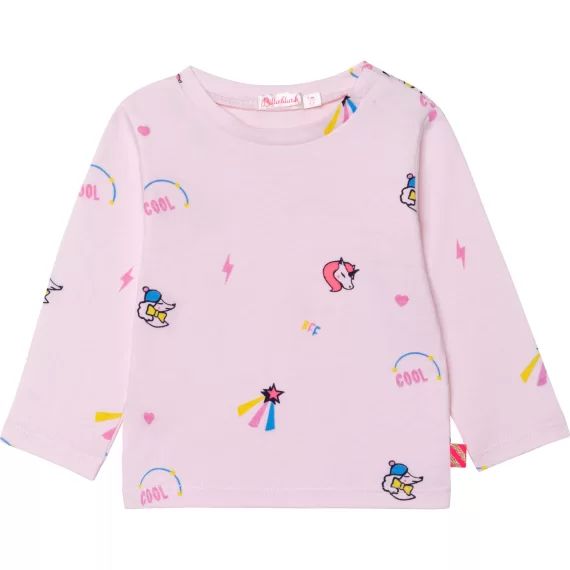 T-shirt en coton imprimé Fille Rose