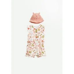 Combishort Bébé + Chapeau En Gaze De Coton Mindanao Rose
