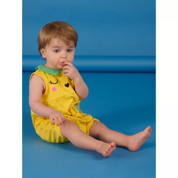 Grenouillère Courte À Motif Ananas – Jaune