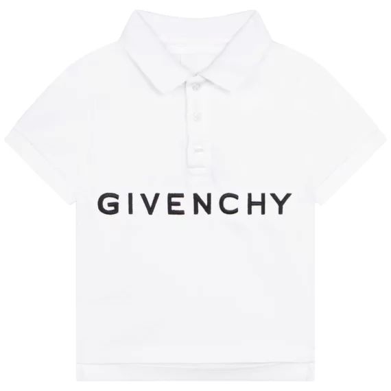 Polo en coton avec imprimé Garçon Blanc