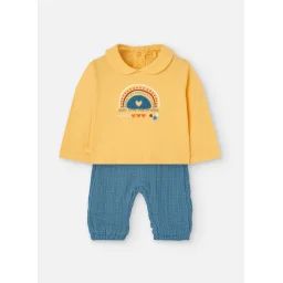 Ensemble T-shirt Avec Col Chemise Et Pantalon Jaune