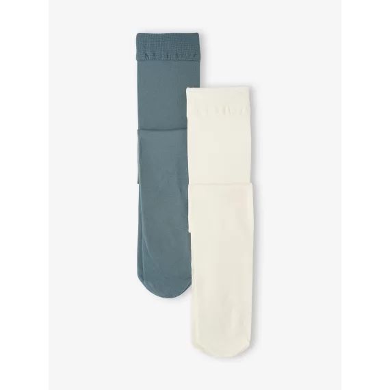 Lot de 2 paires de collants bébé unis en maille lichen