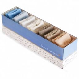 Lot de 7 paires de chaussettes bébé bleu et taupe (0-6mois)