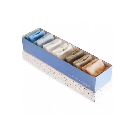 Lot de 7 paires de chaussettes bébé bleu et taupe (0-6mois)