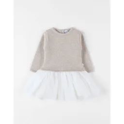 Robe Bi-matière Tricot Lurex Beige