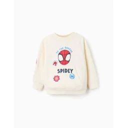 Sweat Gratté Avec Poches Kangourou Spider-man Beige Clair