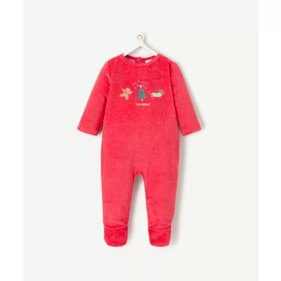 Dors bien de noël en fibres recyclées et velours rouge avec motifs