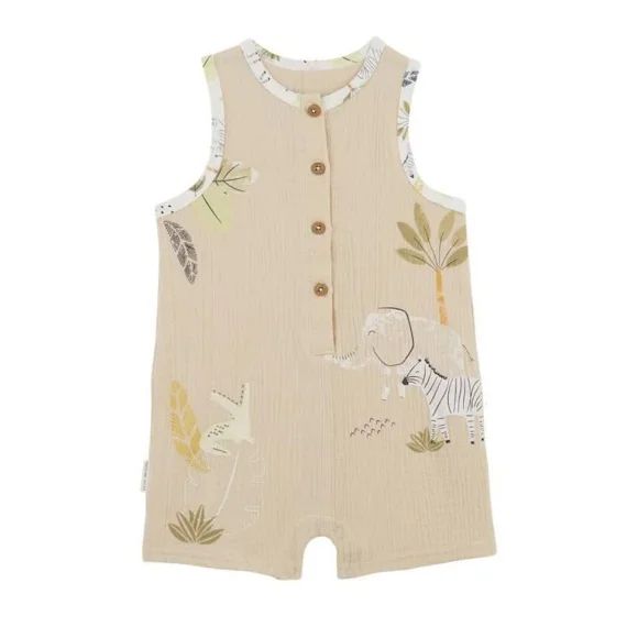 Combishort Bébé Garçon En Gaze De Coton Zagora Beige