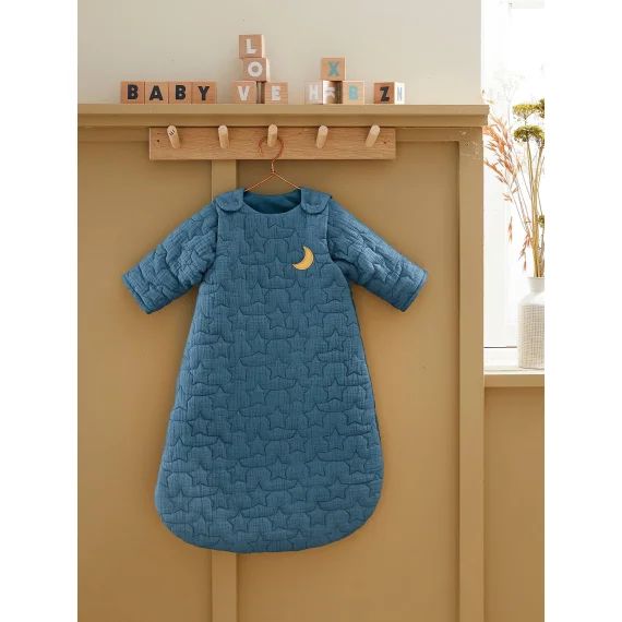 Gigoteuse quiltée manches amovibles NUITS DE RÊVE en coton bio* marine