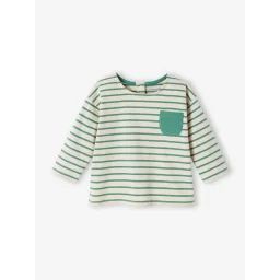 Tee-shirt rayé bébé manches longues rayé vert