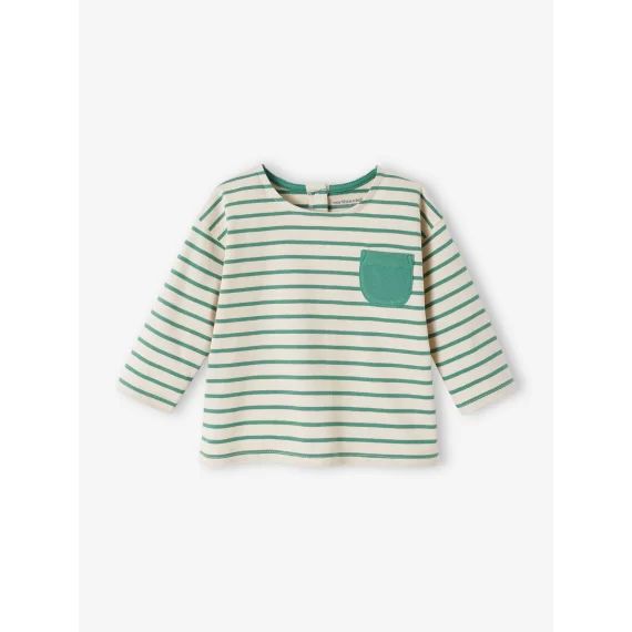 Tee-shirt rayé bébé manches longues rayé vert