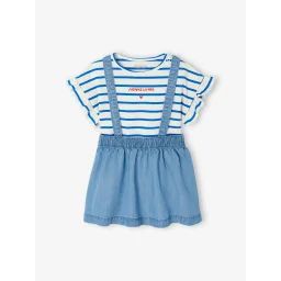 Ensemble t-shirt + jupe à bretelles bébé double stone