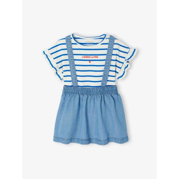 Ensemble t-shirt + jupe à bretelles bébé double stone