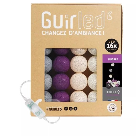 Guirlande Boule Lumineuse Led Usb Veilleuse 2h Purple