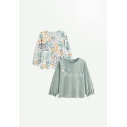 Lot De 2 T-shirts Enfant Manches Longues Holamuchacha Bleu