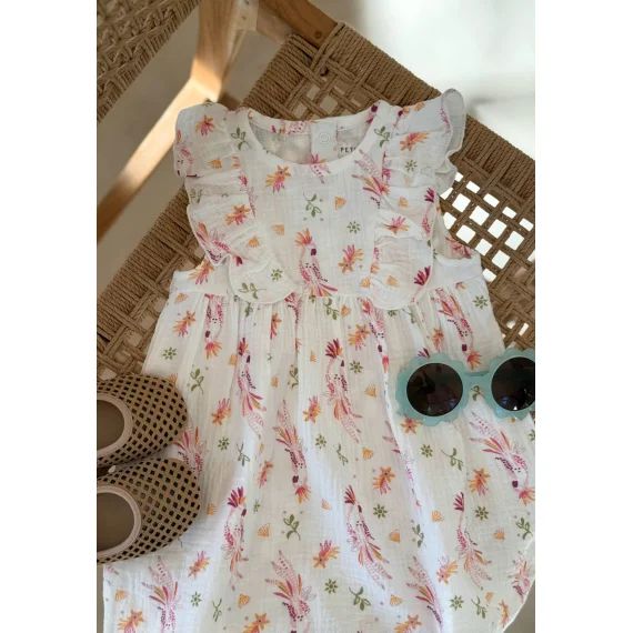 Robe Bébé En Gaze De Coton Fiesta Ecru