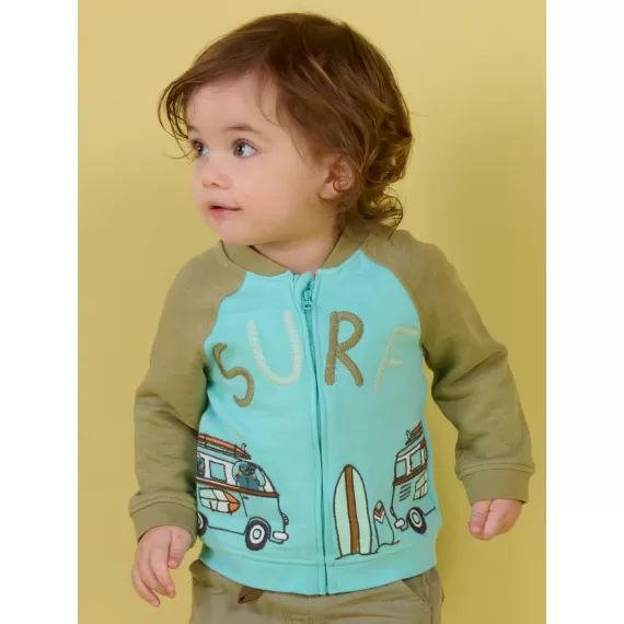 Gilet Turquoise À Motif Surf