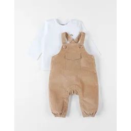 Set Salopette + T-shirt Velours Côtelé Marron