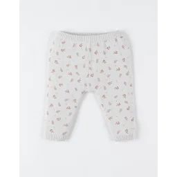 Legging Imprimé Végétal En Tricot Bio Fin Beige