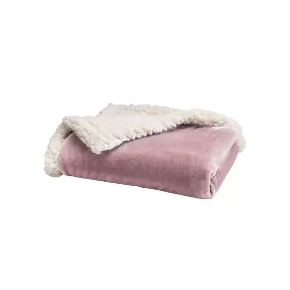 Couverture bi-matière rose (75 x 100 cm)