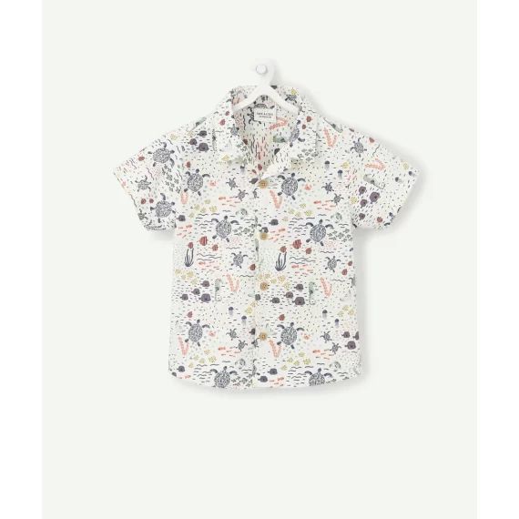 Chemise blanche imprimée fonds marins bébé garçon –  – Soldes