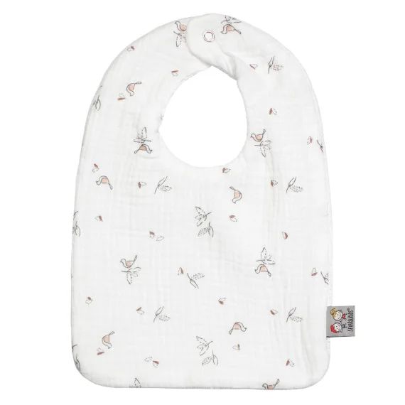 Bavoir En Gaze De Coton Melody Blanc Imprimé Minimaliste
