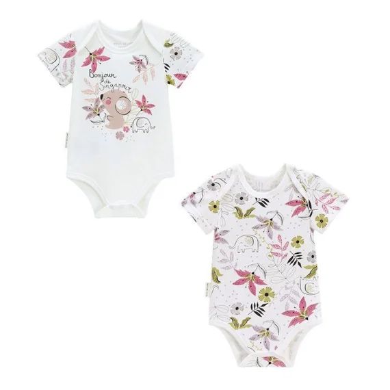 Lot De 2 Bodies Bébé Manches Courtes Singapour Blanc