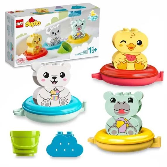 LEGO® 10965 DUPLO Jouet de Bain : Le Train Flottant des Animaux, Set Baignoire pour Bébés et Enfants 1.5+ Ans avec Canard noir