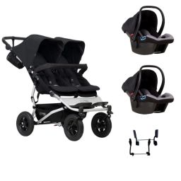 Poussette Double Mountain Buggy Duet V3.2 – Black + 2 Coques Auto Protect
