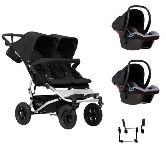 Poussette Double Mountain Buggy Duet V3.2 – Black + 2 Coques Auto Protect
