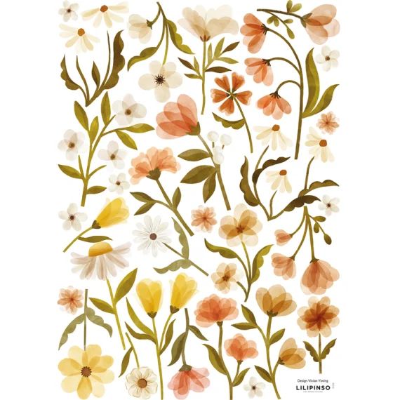 Planche de stickers A3 fleurs Vintage Flowers